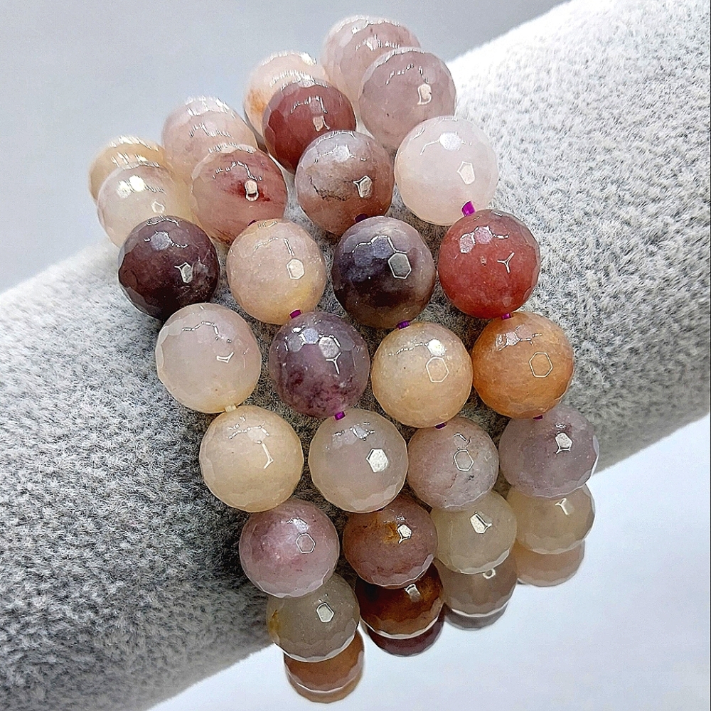 10mm Faceted Golden Violet Jade Bracelets